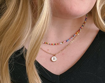 seed bead necklace • multicolored • beaded choker • layering necklace • summer jewelry • colorful • trendy • different length choker