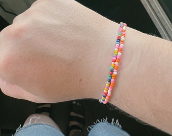 seed bead bracelet • multicolored • beaded bracelet • layering bracelets • summer jewelry • colorful • trendy • different length bracelet
