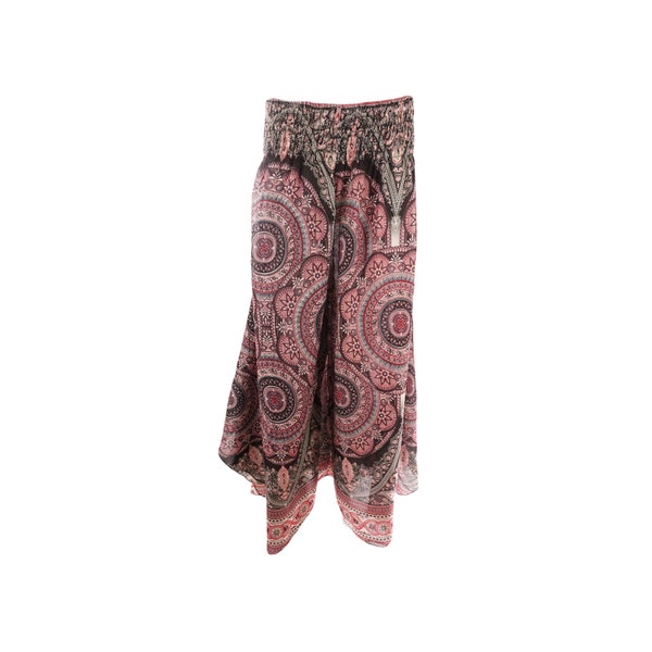 Ethnic Print Mandala Design Himalayan Palazzo Pants Comfy Loungewear Yoga Trousers Baggy Fit Festival Essential Bell Bottom Flowy Trousers