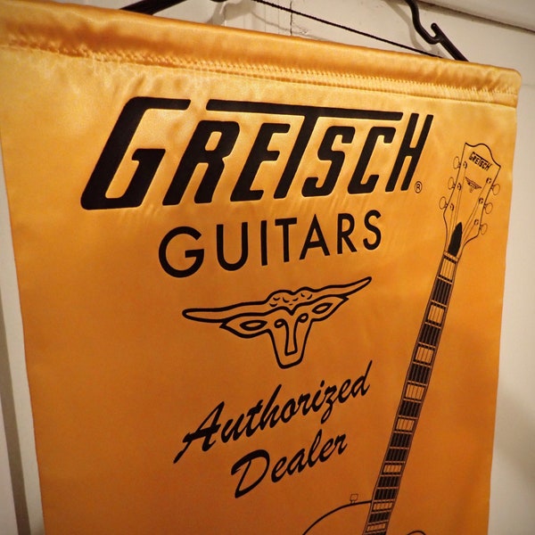 NOS Vintage Gretsch Guitar Satin Showroom Authorized Dealer Wall Banner