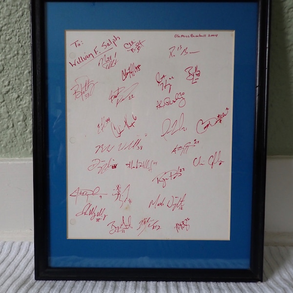 Framed and Hand-Signed 2004 Ole Miss Baseball Roster