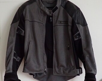 Harley davidson Gray Mesh and Leather Riding Jacket Mens XL Etsy