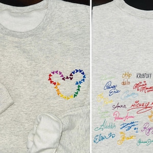 Vorne und hinten bestickte Maus und Autogramme - besticktes Shirt