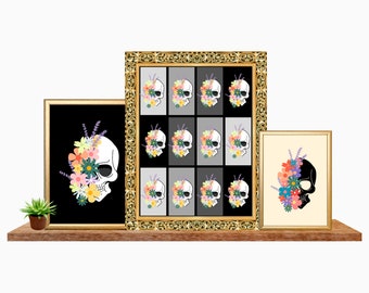 Impresiones de calaveras / 4 IMPRIMIBLES / decoración del hogar / impresión de arte / arte de pared de moda / impresiones digitales