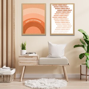 Keep Shining and Good Vibes Only Duo, Wall Art, Inspirational Home and Office Decor, Digital Download