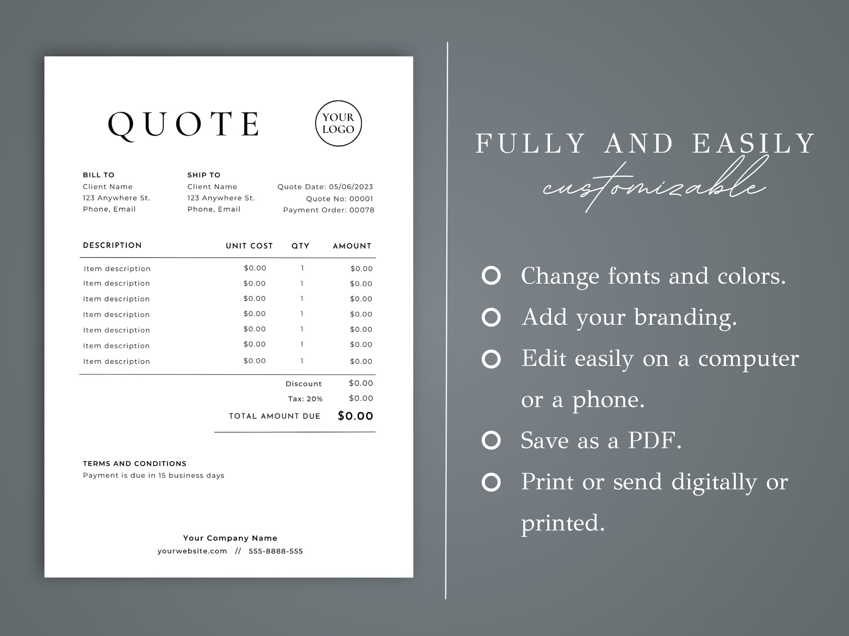 Price Quote Template in Google Docs | Price Quote for Small Business ...