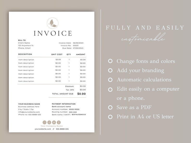 Invoice Template Google Sheets | Invoice for Small Business | Editable ...
