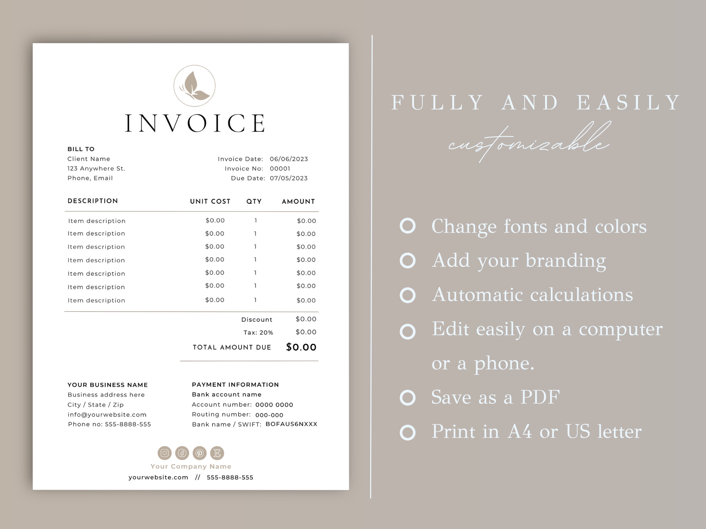 Invoice Template Google Sheets | Invoice for Small Business | Editable ...