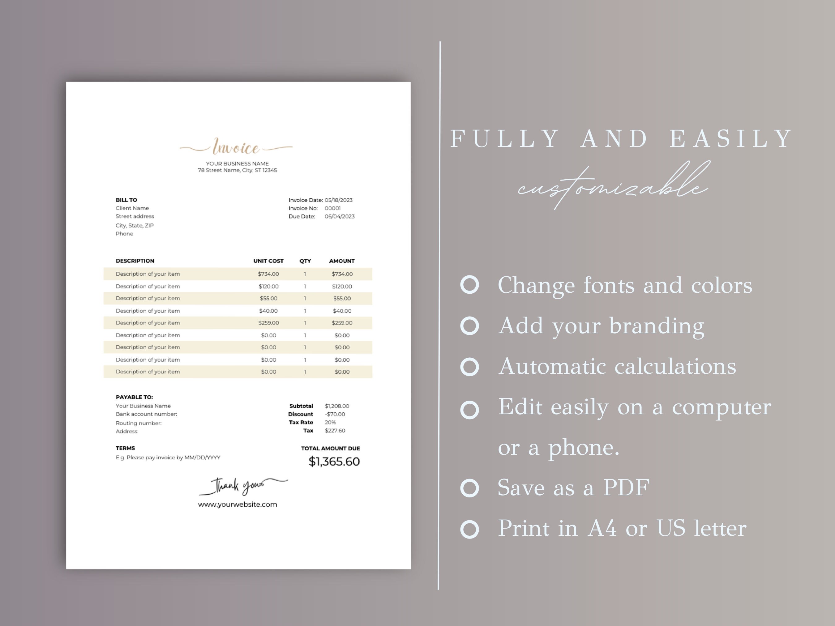 Invoice Template Google Sheets | Invoice for Small Business | Editable ...