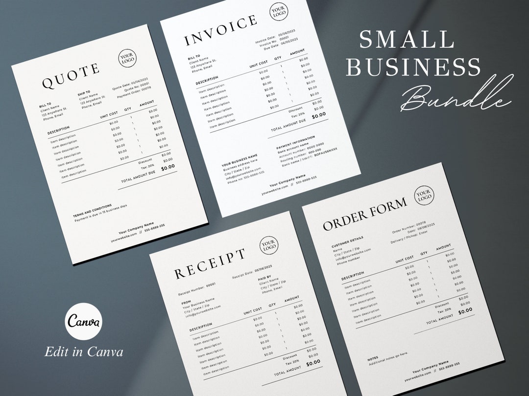 Business Template Bundle | Invoice Template | Editable Receipt Template ...