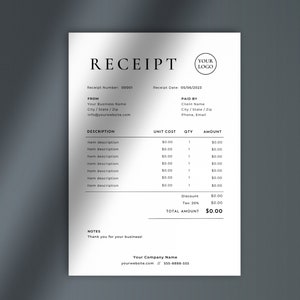 Receipt Template Google Docs | Receipt For Small Business | Editable Receipt Template | Receipts Template in Google Doc