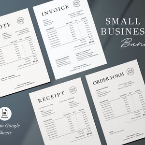 Business Template Bundle Google Sheets | Invoice Template | Receipt Template | Quote Template | Custom Order Form