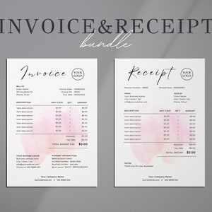 Invoice Receipt | Receipt Canva Template Bundle | Editable Receipt and Invoice Templates | Template for Small Business