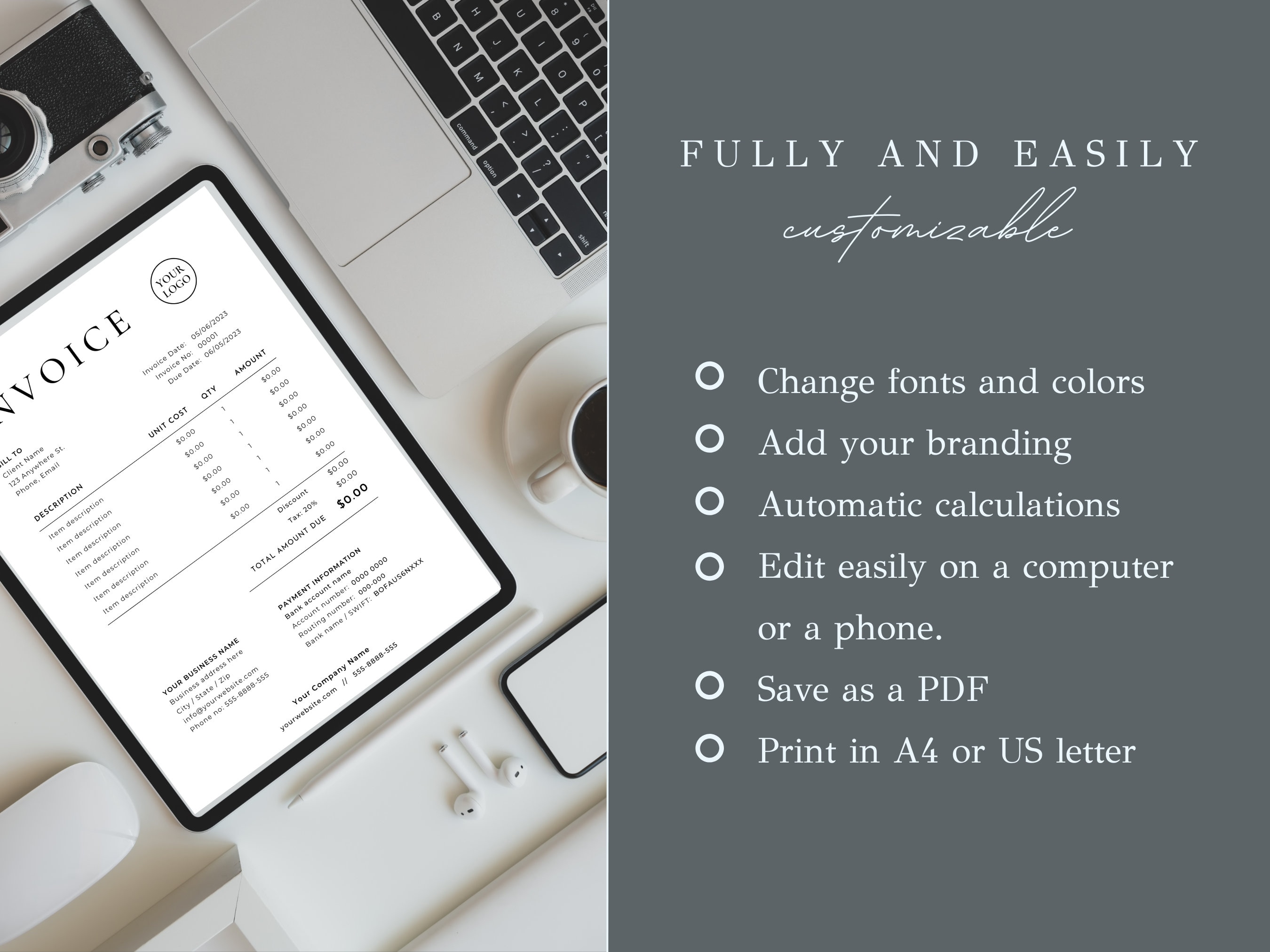 Customizable Painting Invoice for Google Sheets