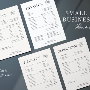 Business Template Bundle Google Docs | Invoice Template | Receipt Template | Quote Template | Custom Order Form