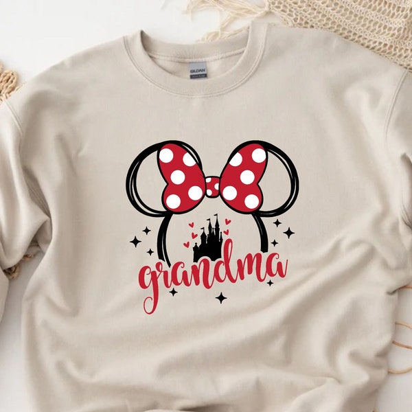 Disney Grandma Sweatshirt, Minnie Mouse Head, Personalized Disneyworld Grandma Gift, Disneyland Vacation Sweater, Grandma To Be, Magic Land