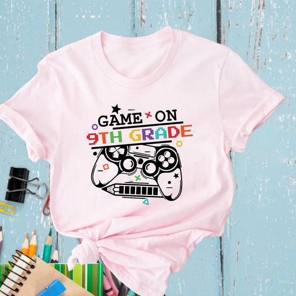 Game On 9th Grade, Custom Shirt, Gamer Shirt, School Spirit Shirts, Sibling Shirts, Last Day Of School, First Day Of School, Gamer Gifts