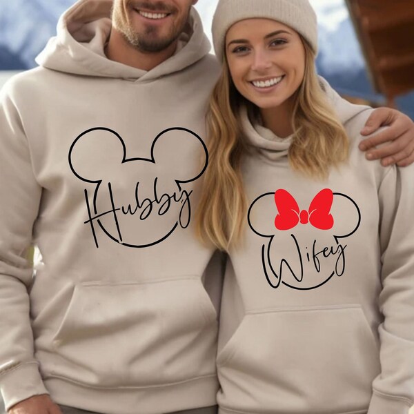 Hubby Wifey Hoodie, Disney Hoodie, Disneyland Sweater, Matching Hoodies, Disney Couples, Matching Disney, Mickey And Minnie, Disney Family