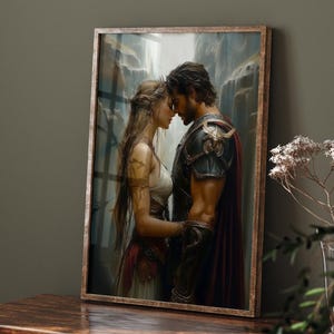 Griechische Mythologie Gott Ares und Göttin Aphrodite Wandkunst, Fantasy Liebeskunst, Romantisches Poster, Liebhaber Wanddruck, Mythologisch Paar, Liebeskunst