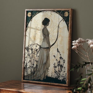 Artemis Premium Matte Poster, Greek Goddess of Hunting, Art Nouveau Print, Divine Feminine Art, Home Decor, Greek Mythology, Feminine Energy