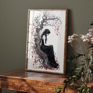 Persephone Art Print, Greek Queen of the Underworld, Goddess Proserpina, Greek Mythology Decor, Greek Goddess Poster, Kore Art Nouveau Print