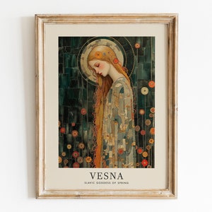 Vesna Slavic Goddess of Spring, Art Nouveau Print, Slavic goddess poster, Goddess Slavic Folklore, Slavic Mythology Art, Spring Goddess