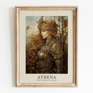 Goddess Athena Art Print, Greek Goddess of the War, Greek Mythology, Renaissance Painting, Ancient Greece Poster,Divine Feminine Arts