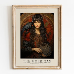 The Morrigan, Celtic Goddess of War, Renaissance Painting Wall Art, Celtic Mythology Decor, Triple Goddess, Darkness Magic, Feminine Energy
