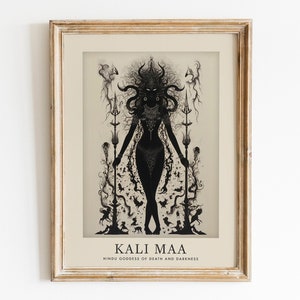 Göttin Kali Maa, Göttin des Todes und der Dunkelheit, Göttin des Todes, Jugendstil Druck, Göttlich-Weibliche Kunst, Hinduistische Kunst, Dunkle Göttin, Mystischer Druck