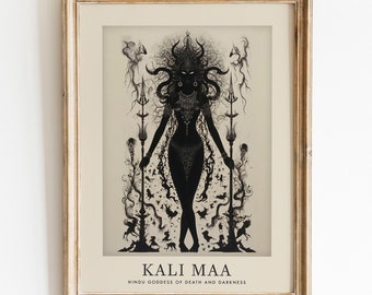 Goddess Kali Maa Art, Hindu Goddess of Death and Darkness, Art Nouveau Print, Divine Feminine Art, Hindu Art, Dark Goddess, Mystical Print