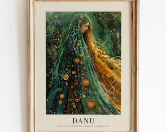 Fantasy Danu Celtic Goddess of Earth and Fertility, Fantasy Art, Celtic Mythology Print, Divine Feminine Art, Feminine Energy, Home Decor