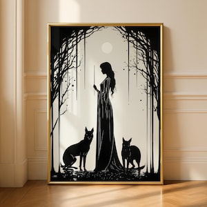 Hecate Goddess Wall Art | Art Nouveau Print | Hekate Greek Goddess of Magic | Witchcraft Magic Altar Gift | Greek Mythology Decor