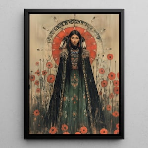 Göttin der amerikanischen Ureinwohner, Asdzáá Nádleehi, Wandkunst, Navajo-Göttin der Fruchtbarkeit, des Wandels und der Erneuerung, wechselnde Frau, Navajo-Mythologie-Druck