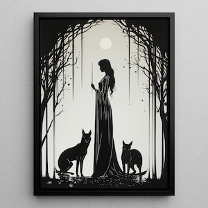 Hecate Framed Canvas Art Nouveau, Greek Goddess of Magic and Witchcraft, Greek Mythology, Feminine Energy, Canvas Wall Art, Interior Design