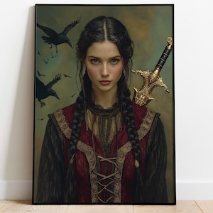The Morrigan Premium Matte Poster, Celtic Goddess of War, Celtic Mythology, Raven Wall Art, Pagan Art Print, Home Decor, Darkness Magic