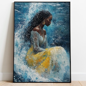 Yemayá Wall Art, African Goddess of the Sea, The Orishas Print, Maternal Protector, Goddess Yemoja, African Mythology, Ocean Yoruba Deity