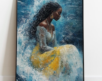 Yemayá Wall Art, African Goddess of the Sea, The Orishas Print, Maternal Protector, Goddess Yemoja, African Mythology, Ocean Yoruba Deity