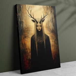 Fantasy Wall Art, Elen Celtic Goddess Art Print, Wiccan Wall Art, Forest Wall Art, Pagan Nature Wall Art, Celtic Mythology, Pagan Home Decor