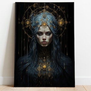 Hekate Dark Academia Premium Poster, griechische Göttin der Magie und Hexerei, Hekate Wandkunst, griechische Mythologie Druck, Witchy Art Home Decor