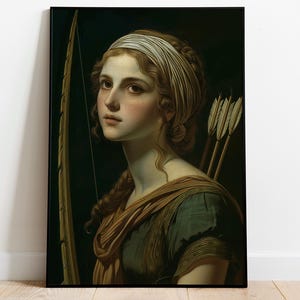 Göttin Artemis Wandkunst, Griechische Göttin der Jagd, Ölgemälde Druck, Griechische Mythologie, Göttlich-Weibliche Kunst, Wohnkultur, Weibliche Energie