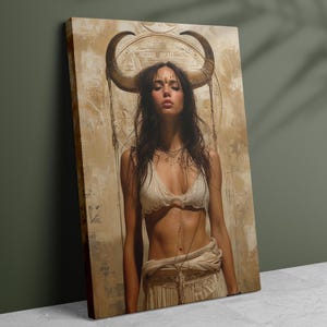 Egyptian Goddess of Love, Goddess Hathor Canvas Art, Goddess of Music & Motherhood, Egyptian Mythology Print, Spiritual Art, Feminine Energy