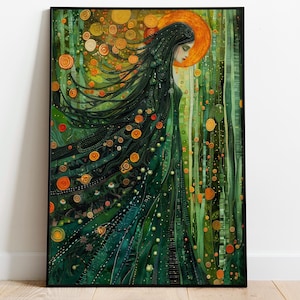 Flidais Premium Poster Fantasy Art, Celtic Goddess of the Forest, Celtic Mythology Wall Art, Divine Feminine Home Decor, Irish Mythology
