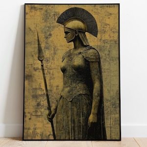 Athena Wandkunst, &quot;Das Schweigen des Sieges&quot;, griechische Mythologie, griechische Kriegsgöttin, Geschenk für sie, Innendekoration, Athena Druck, Athena Altar