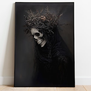 Goddess Morana Wall Art, Slavic Goddess of Death and Winter, Slavic Mythology Home Decor, Gothic Art, Dark Academia Print, Skull Poster