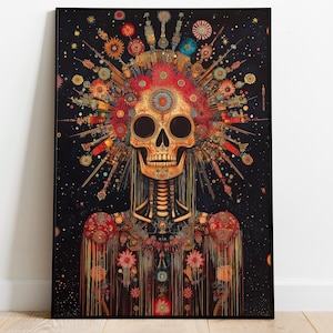 Aztekische Göttin des Todes, Mictecacíhuatl Wandkunst, Wächterin der Unterwelt (Mictlán), Fantasy Wandkunst, aztekische Mythologie, Mexikanische Mythologie
