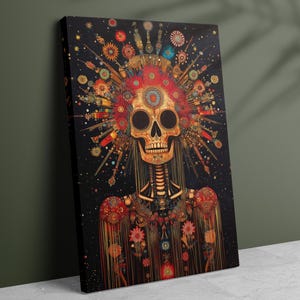Mictecacíhuatl Leinwandkunst, aztekische Göttin des Todes, Wächterin der Unterwelt, Mictecacíhuatl, Fantasy Wandkunst, aztekische Mythologie, mexikanische Mythologie