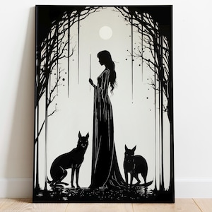 Hecate Premium Matte Poster, Art Nouveau Print, Hekate Greek Goddess of Magic and Witchcraft, Divine Feminine Art, Greek Mythology Decor