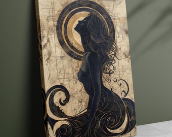 Déesse Aphrodite, toile mate Art nouveau, déesse grecque de la beauté, mythologie grecque, divin féminin, énergie féminine, art mural sur toile