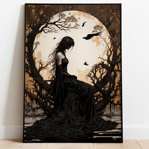 The Morrigan Art Nouveau Print, Celtic Goddess of War, Celtic Mythology Altar, Raven Wall Art, Pagan Art Print, Home Decor, Poster or Canvas