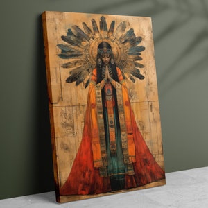 Göttin Pachamama Leinwand Kunst, Inka Göttin der Fruchtbarkeit und Ernte, Inka Mythologie, Mutter Erde Leinwand Wandkunst, Inka Leinwand Wohnkultur